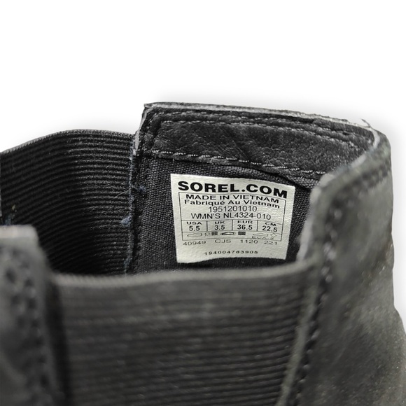 Sorel Emelie II Chelsea Boot in Black/Sea Salt Waterproof Ankle Boots - Picture 8 of 11